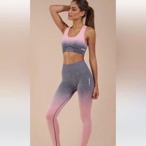 Gymshark Ombré Athleisure Pink & Grey Cute Workout Activewear Leggings O/S